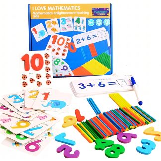 Math Flash Cards Manipulatives with Wooden Number and Sticks