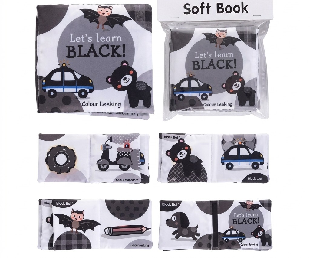 Let's Learn Black Fabric Cloth Book - Image 2