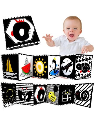 Black and White Color Both Sides Crinkle Book Fabric Cloth