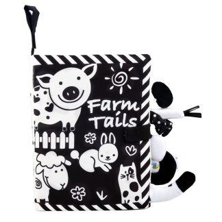 Farm Tails Black and White Fabric Cloth Book