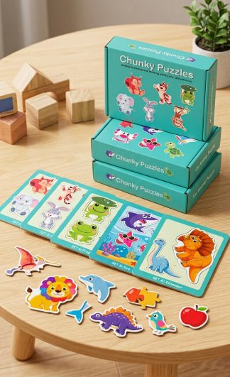 Chunky Match & Learn 6 in 1 Wooden Puzzle Set