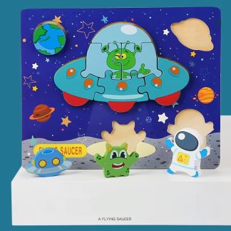 Wooden 3D Scenic Puzzle – Flying Saucer Space Theme